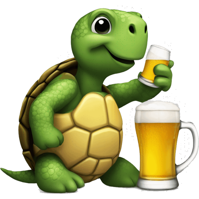 Turtle drinking a beer emoji