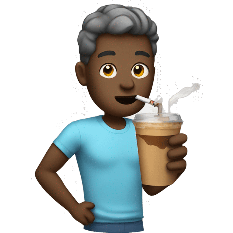 smoking with an iced coffee emoji