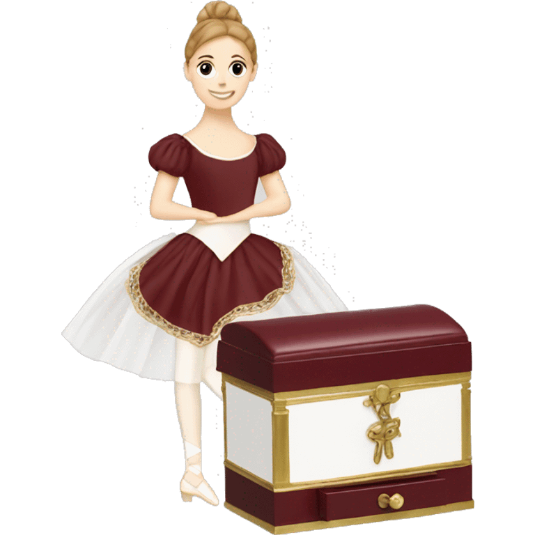 burgundy music box with white ballerina standing back emoji