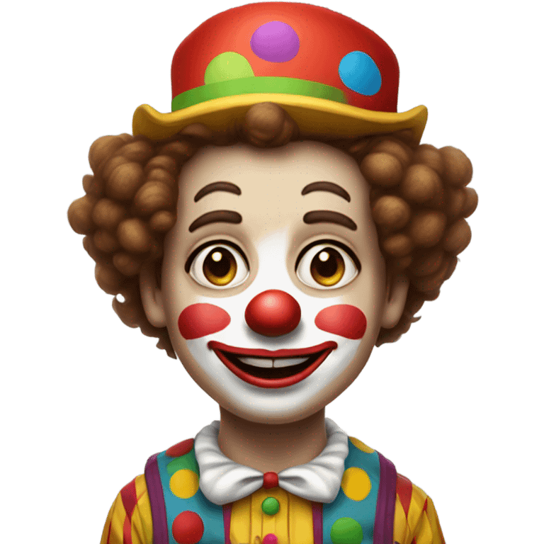 brown haired boy portrait dressed as clown emoji