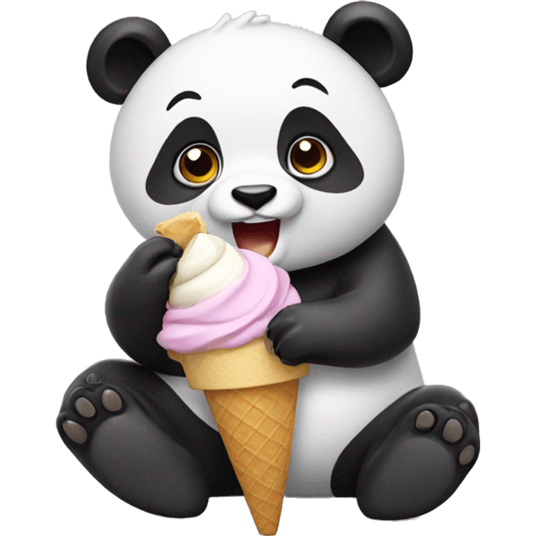 Panda eating ice cream emoji