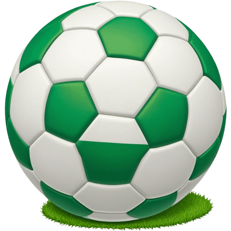 Cinematic Realistic image of a soccer ball with crisply detailed panel textures and precise stitching, set against a vibrant green pitch with dynamic natural lighting that highlights its athletic spirit emoji