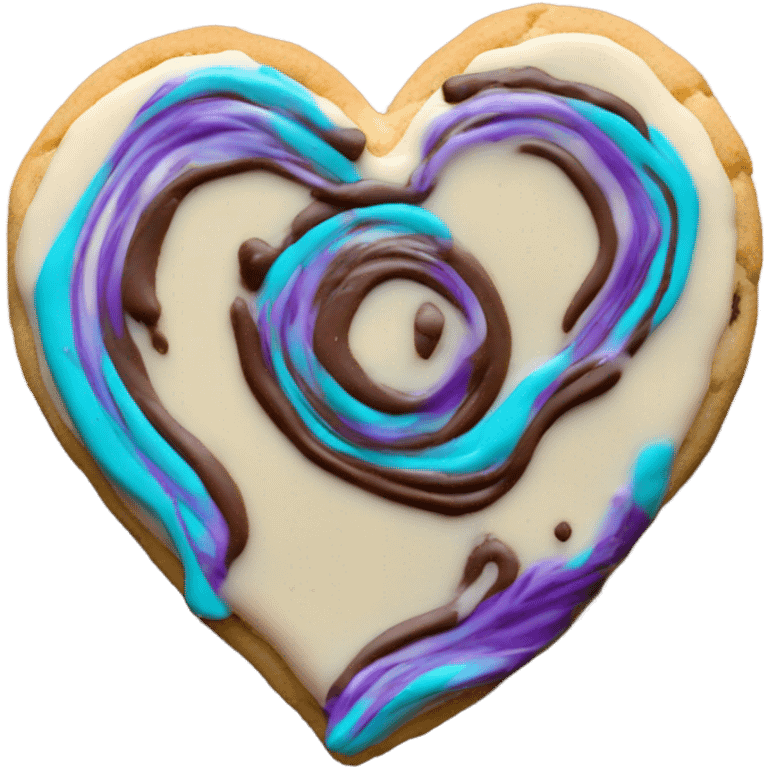 Purple teal chocolate chip heart cookie emoji