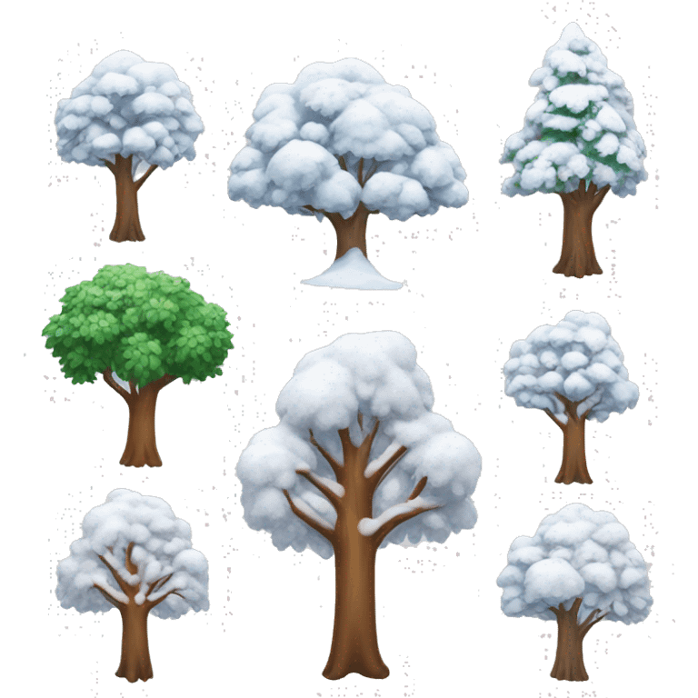 Trees covered by snow emoji