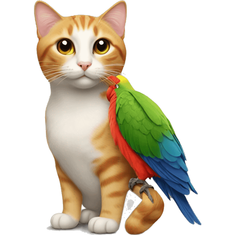 Cat with a parrot on its back  emoji