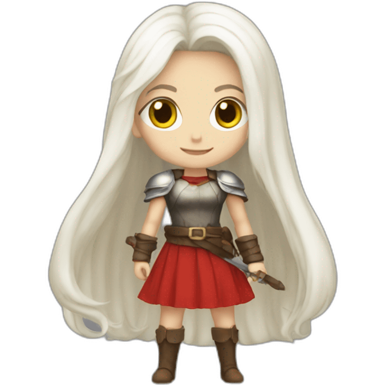 rpg-girl-with-long white-hair and red skirt emoji