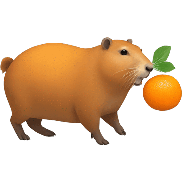 capybara with mandarin orange flying emoji