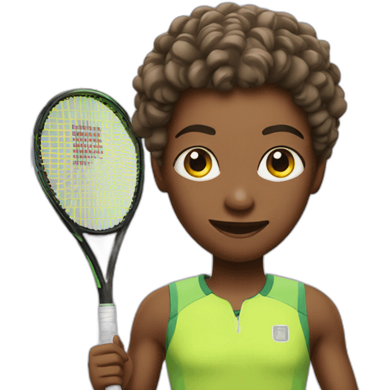 Tennis player with sparkle eyes emoji