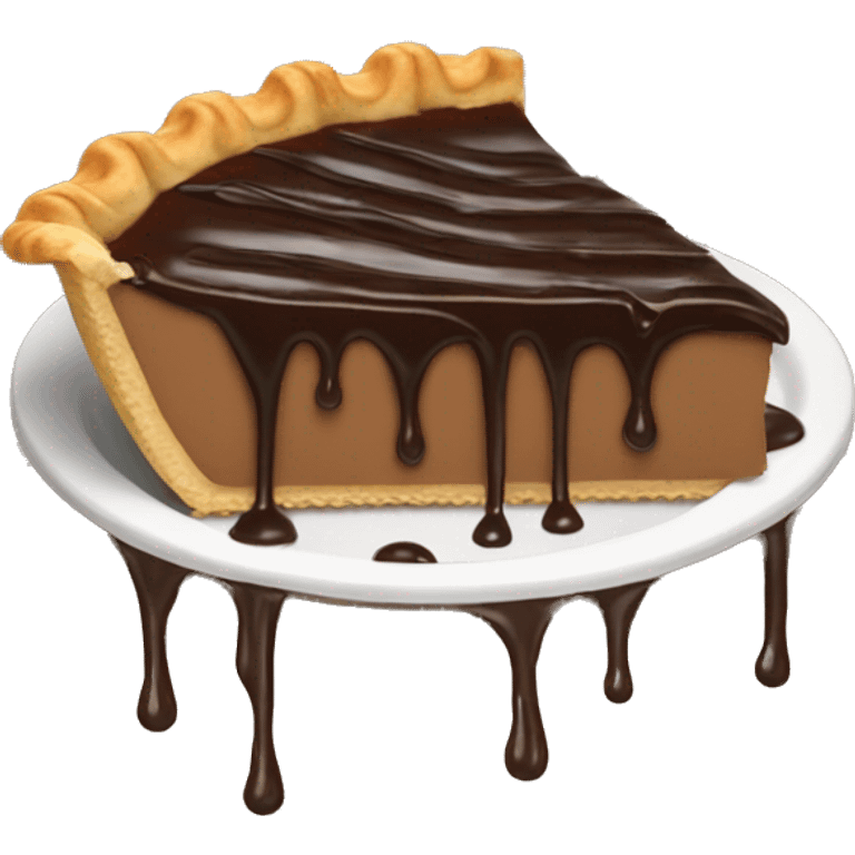 piece of pie drizzled in chocolate  emoji