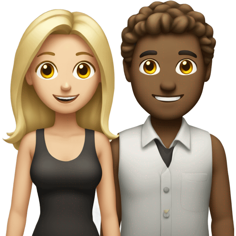 Brown hair man and blonde woman with money emoji