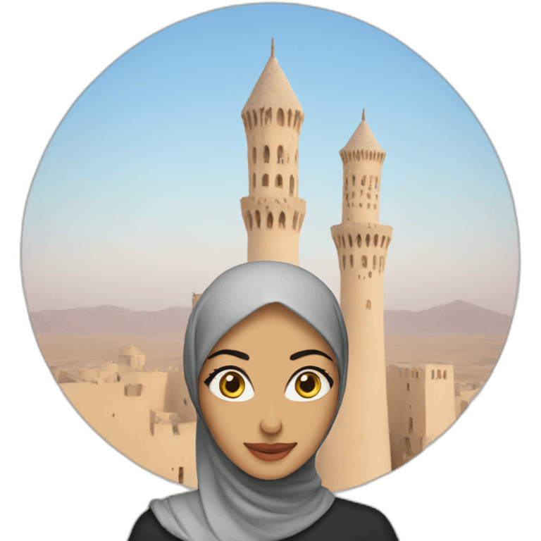 Arabic women with two tower behind her emoji