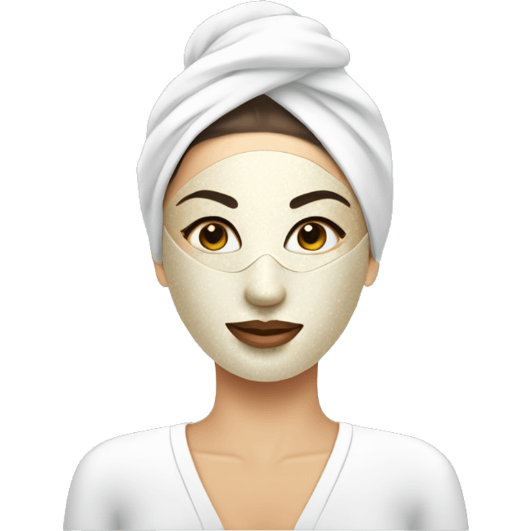 Lady with face mask spa beauty full face relaxing emoji