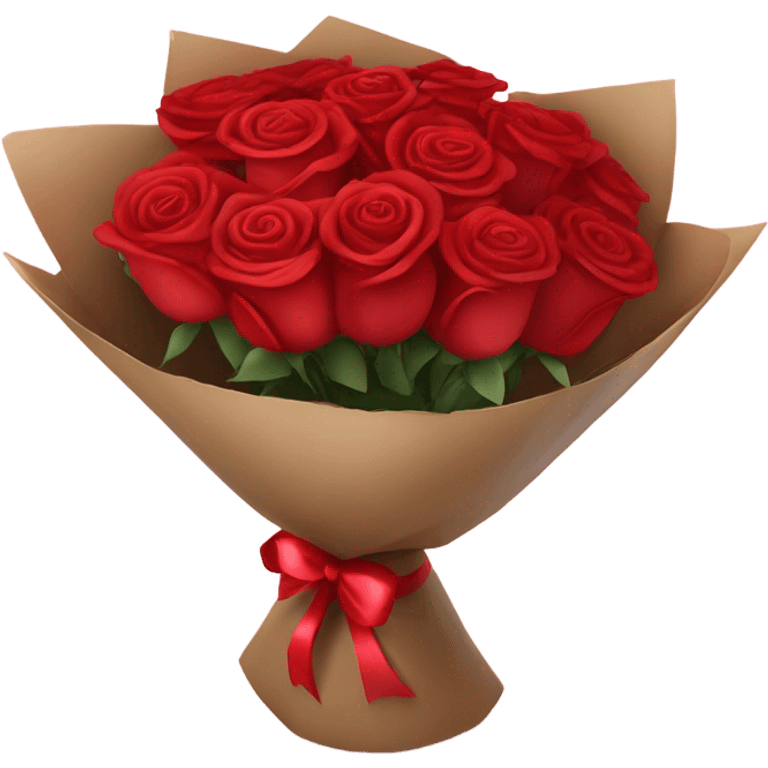 Bouquet of red roses in a valentine package emoji