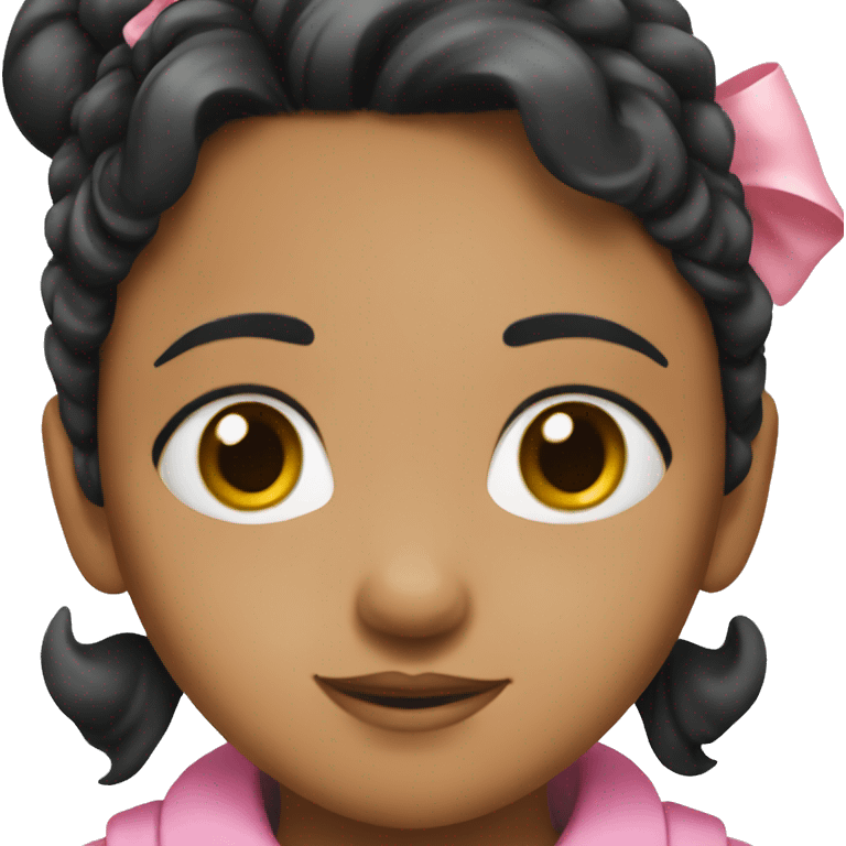 Young girl with black hair and medium skin and pink hair bow emoji