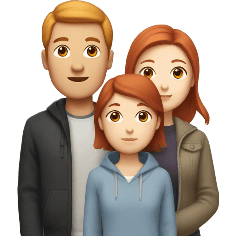 Mixed family that has a Korean dad, white mom with red hair, and teenage girl  emoji