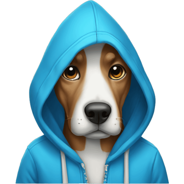 Dog wearing blue hoodie emoji