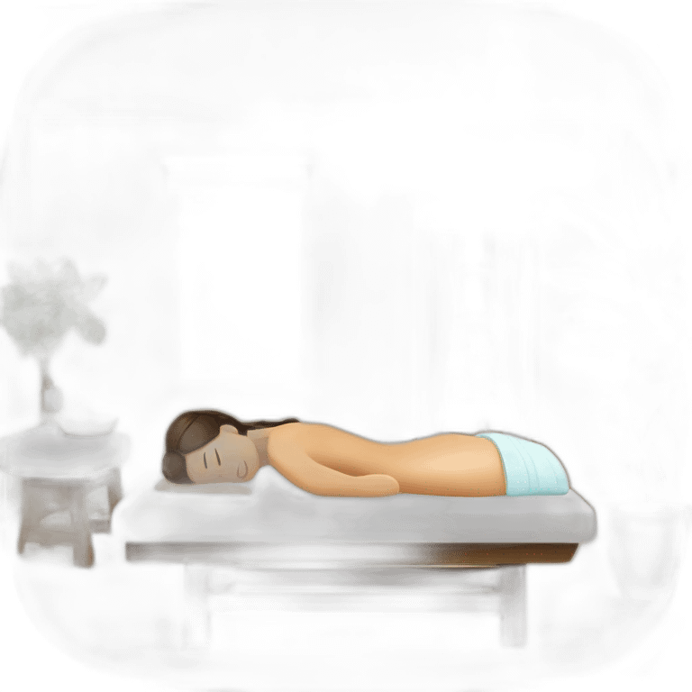 Create a relaxing spa scene with a woman receiving an energy-infused massage, in a wellness center. emoji