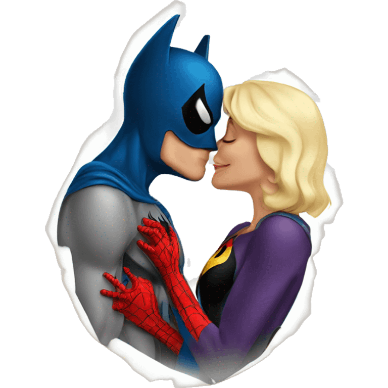 Spiderman kiss batman emoji