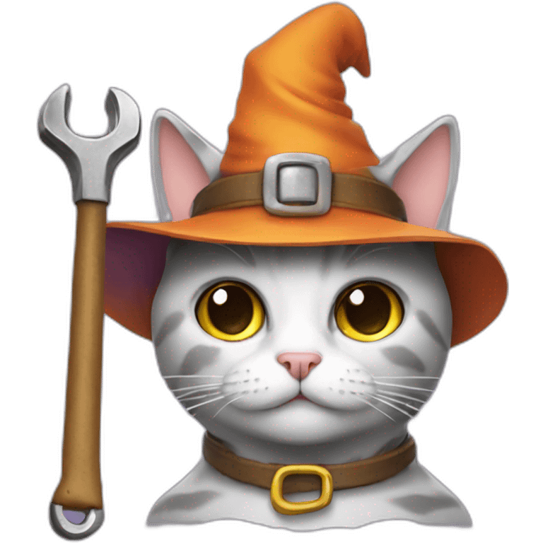 cat with wizard hat and wrench emoji