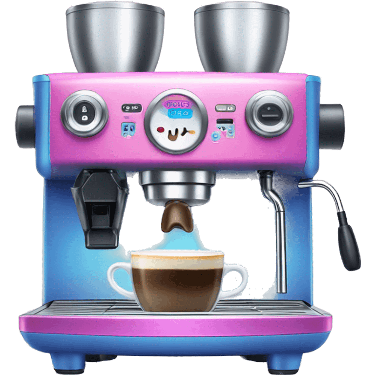 Pink and blue gradient hue espresso machine emoji