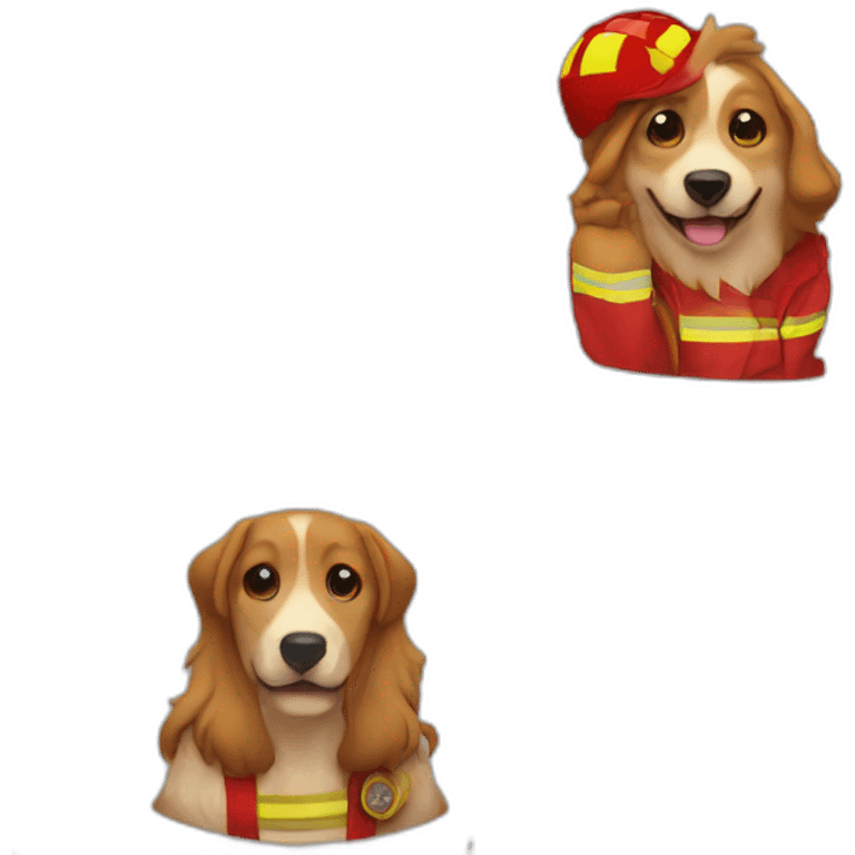 Dog with a fire fighter wears  emoji