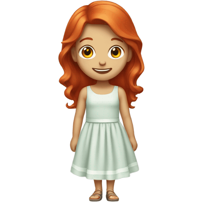 Red headed cheerful girl in a dress emoji