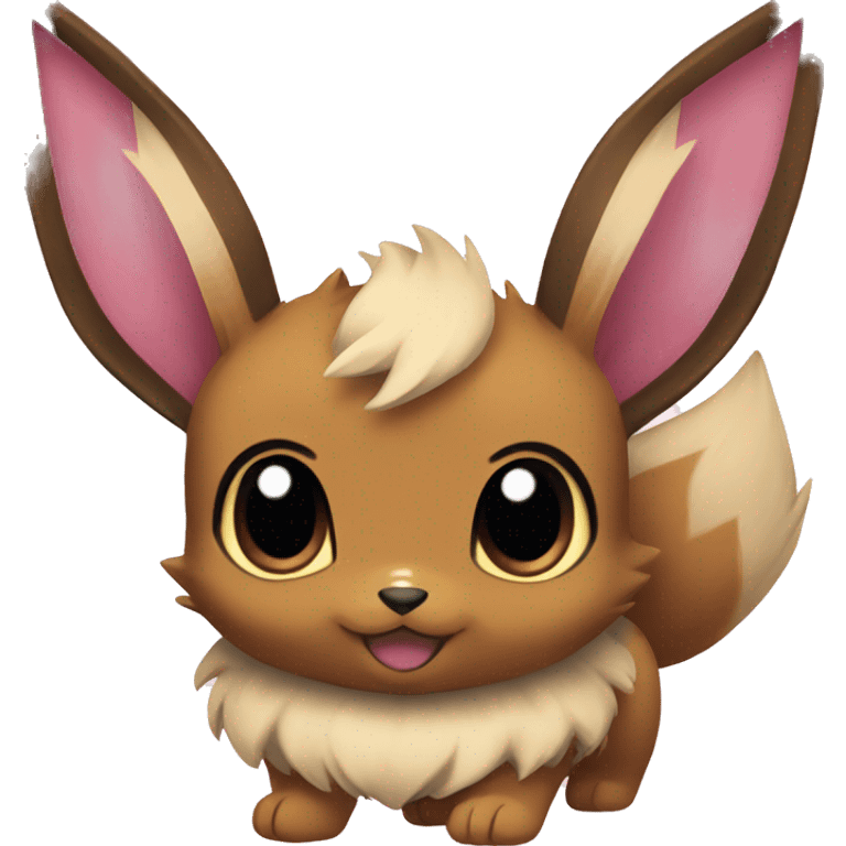 Eevee Pokemon with pink hearts on eyes emoji