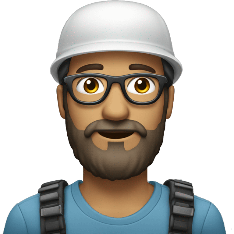 Trabalhador com capacete de segurança oculos e barba rala emoji