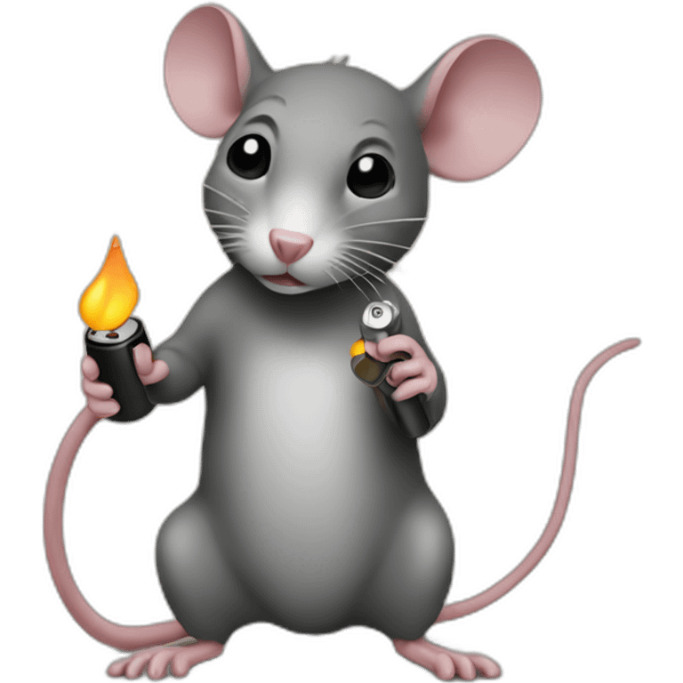 a rat with a lighter emoji