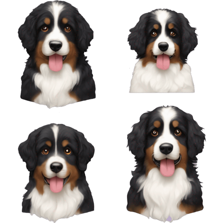 2 bernedoodles and a papillon emoji