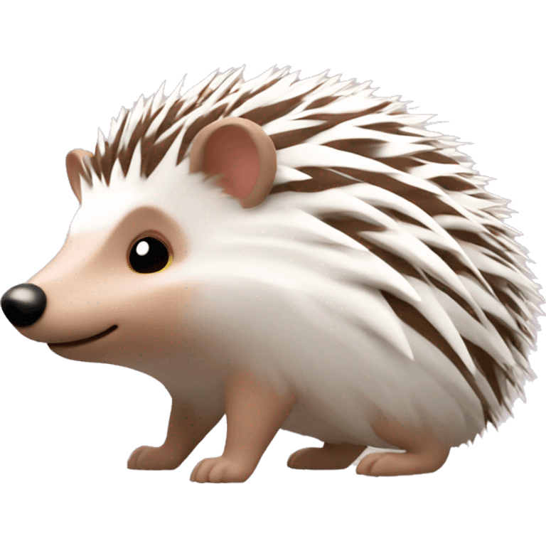 Hedgehog white brown quills one pink ear one brown ear different colored ears  emoji