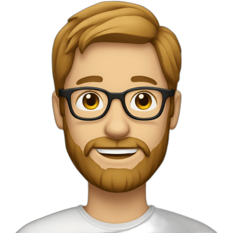 light brown hair man with beard and glasses emoji