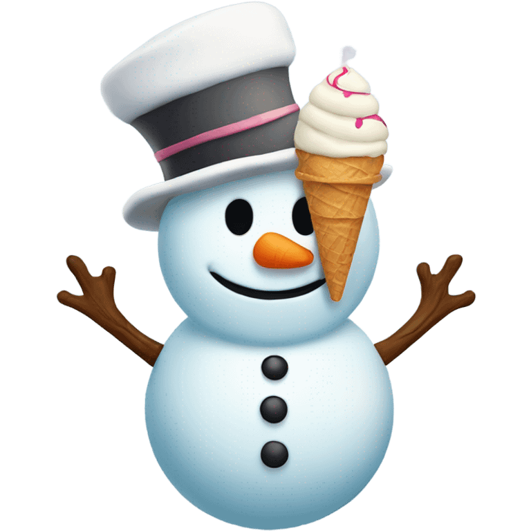 Snowman With an ice cream emoji