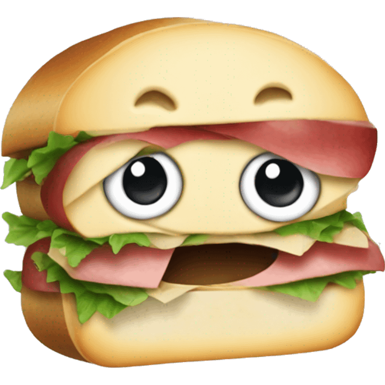 A sandwich that is dressed up as a robber emoji