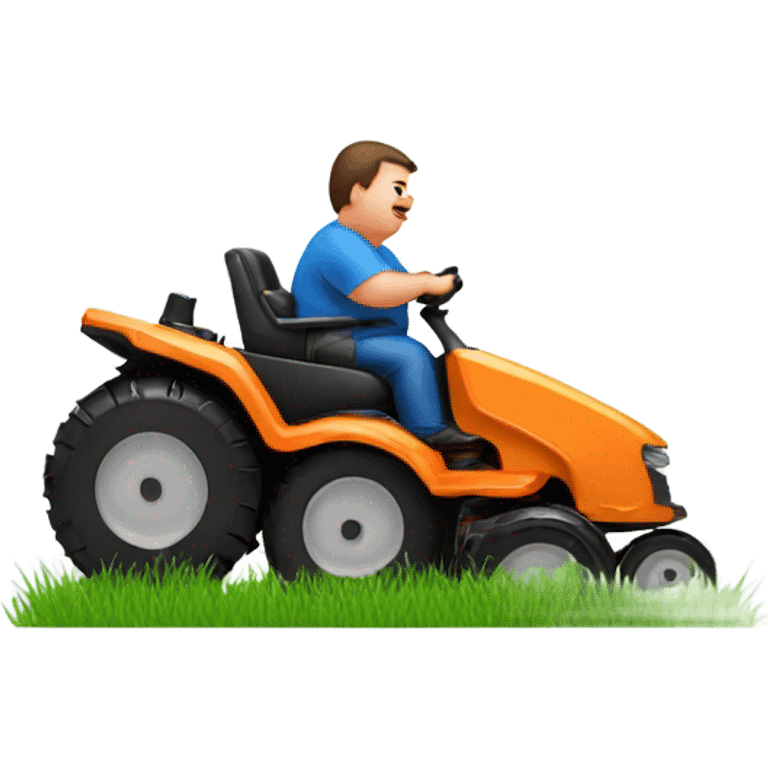 Fat man mowing grass emoji