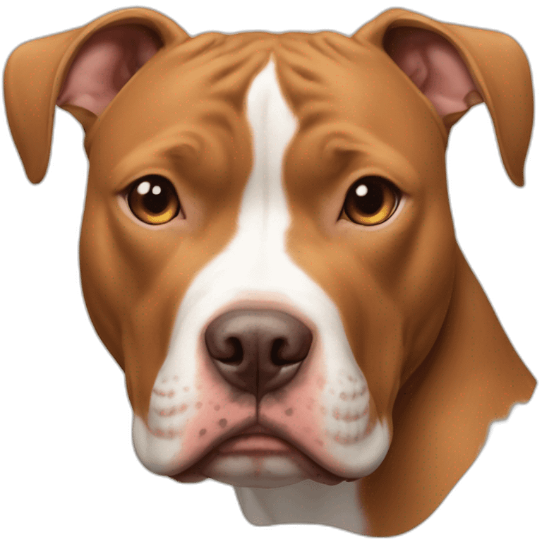 One fawn colored pitbull looks like a deer with white stripe on her face next to one copper colored pitbull boxer emoji