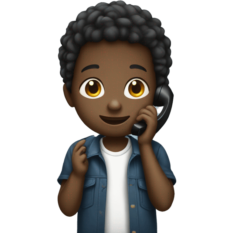 Black boy child talking on phone emoji