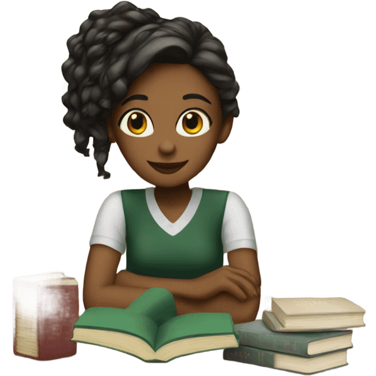 Girl with starbuck and books emoji