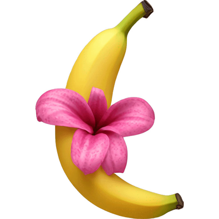 pink banana with pattern flower emoji