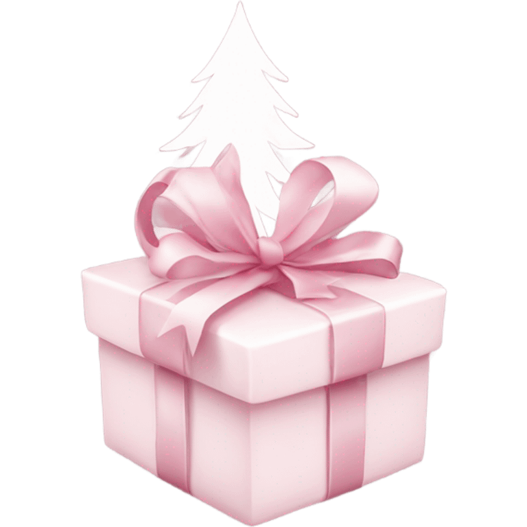 Light pink Christmas gifts under a white Christmas tree  emoji