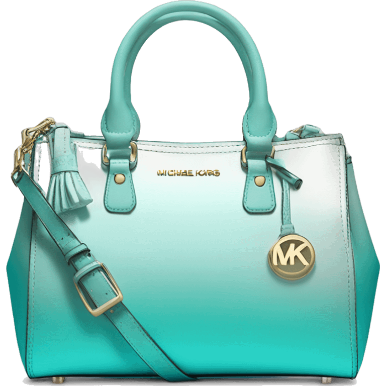 Realistic isolated metallic tiffany blue ombre Michael Kors satchel purse.  emoji