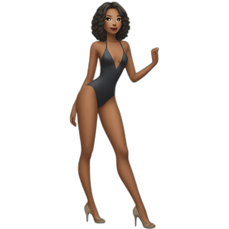 sexy woman on high heels swimming suit long legs posing emoji