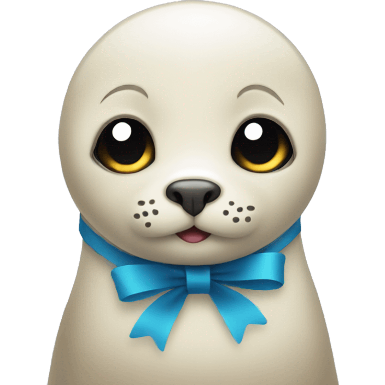 Seal with cute eyes and ribbon emoji