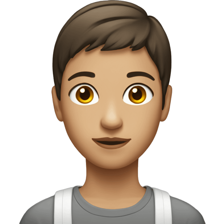 Teenager brunette whit short hair and straight emoji