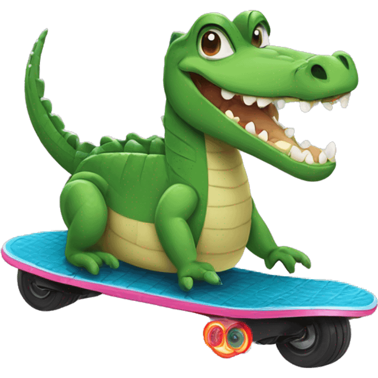 Crocodile on a hoverboard  emoji