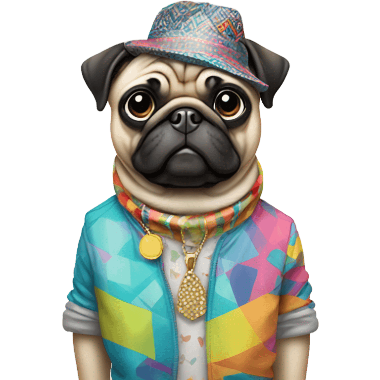 Pug wearing a fashion outfit  emoji