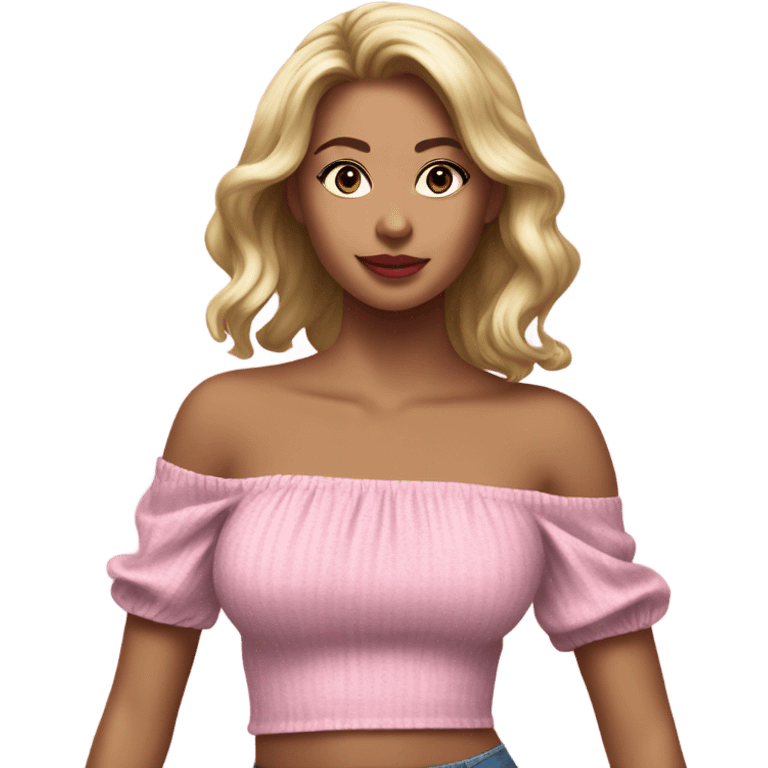 Realistic pink off shoulder top, isolated emoji