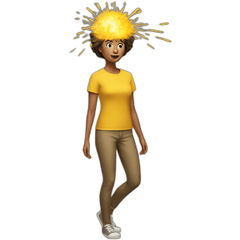 woman with exploding head yellow shirt emoji