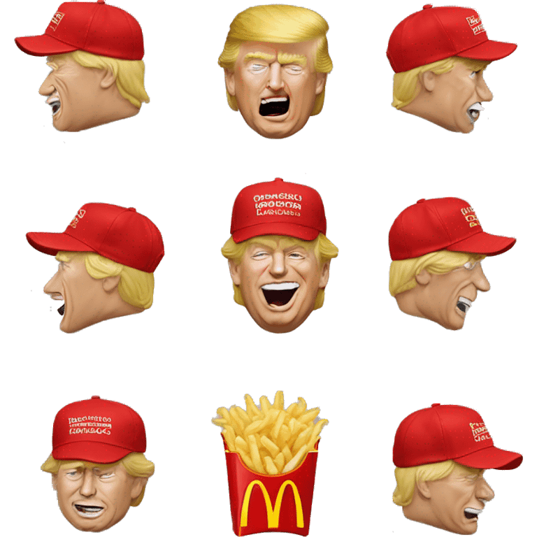 Donald-trump-eating-mcdonalds -   with a red cap - baseball cap emoji