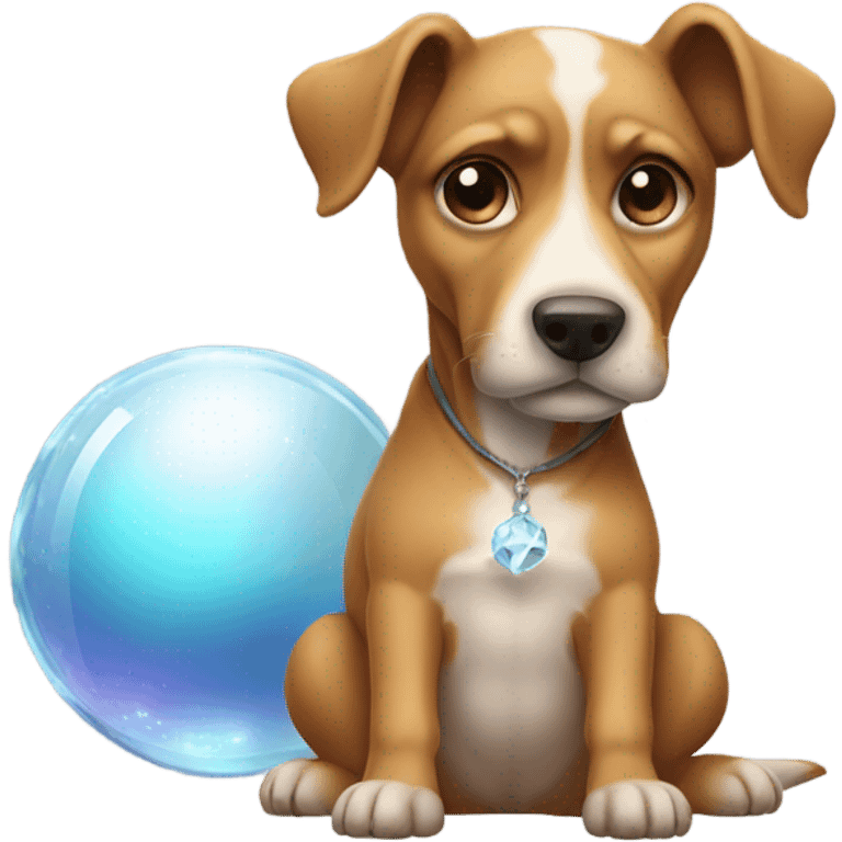 A dog with a crystal ball in lap emoji